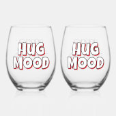 Minimalist “Hug Mood”  – Cute Quote Wijnglas Zonder Voet (Achterkant)
