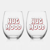 Minimalist “Hug Mood”  – Cute Quote Wijnglas Zonder Voet (Voorkant)