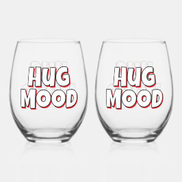 Minimalist “Hug Mood”  – Cute Quote Wijnglas Zonder Voet