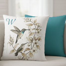 Minimalist Hummingbird & Floral Decorative Pillow Kussen