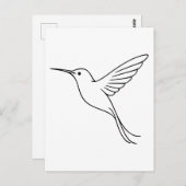 Minimalist Hummingbird Line Art in Flight Briefkaart (Voorkant / Achterkant)