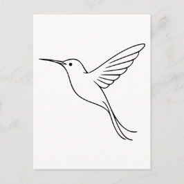 Minimalist Hummingbird Line Art in Flight Briefkaart