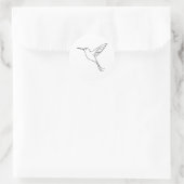 Minimalist Hummingbird Line Art in Flight Ronde Sticker (Tas)