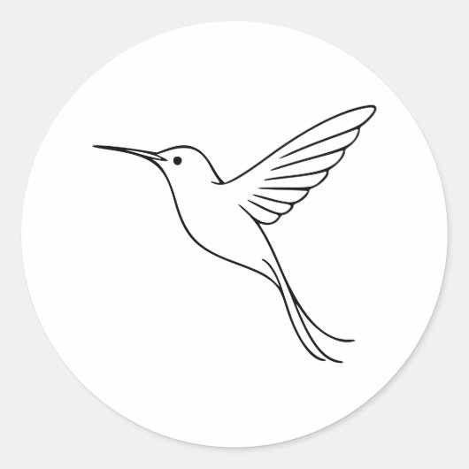 Minimalist Hummingbird Line Art in Flight Ronde Sticker (Voorkant)