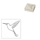 Minimalist Hummingbird Line Art in Flight Rubberstempel (Gestempeld)