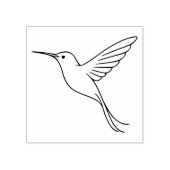 Minimalist Hummingbird Line Art in Flight Rubberstempel (Afrduk)