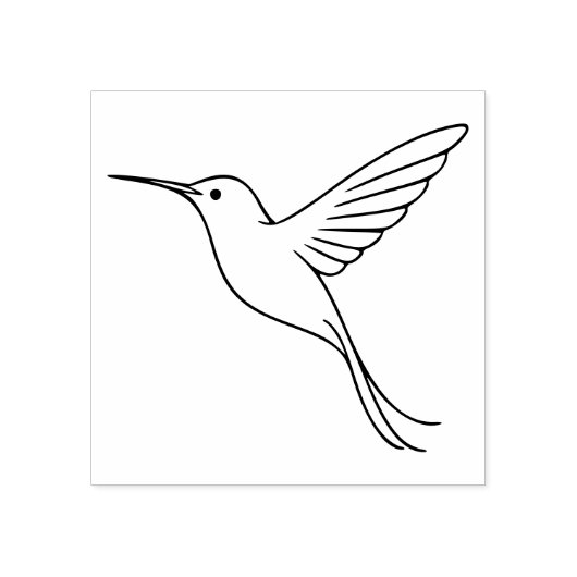 Minimalist Hummingbird Line Art in Flight Rubberstempel (Afrduk)