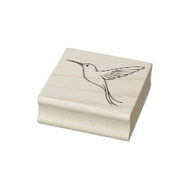 Minimalist Hummingbird Line Art in Flight Rubberstempel