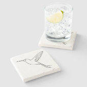 Minimalist Hummingbird Line Art in Flight Stenen Onderzetter (Zijkant)