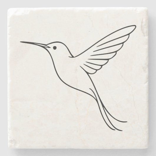 Minimalist Hummingbird Line Art in Flight Stenen Onderzetter (Voorkant)