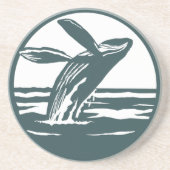 Minimalist Humpback Whale Breaching Ocean  Zandsteen Onderzetter (Voorkant)