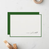 Minimalist Hunter Green Border Personalized Script Notitiekaartje (Voorkant / Achterkant in situ)