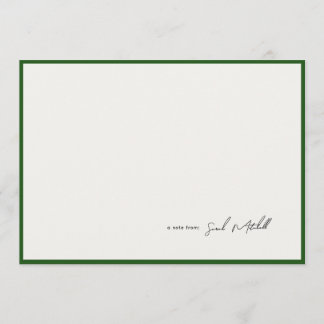 Minimalist Hunter Green Border Personalized Script Notitiekaartje