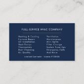 Minimalist HVAC Navy Blue Gold Modern Visitekaartje (Achterkant)