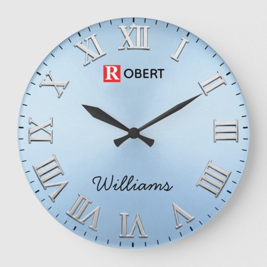 Minimalist Ice Blue Grote Klok (Voorkant)