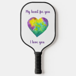 Minimalist Ik hou van je regenbooghartValentijn Pickleball Paddle