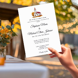 Minimalist Illustration Formal Church Wedding Kaart