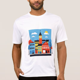 Minimalist illustration of European houses T-shirt