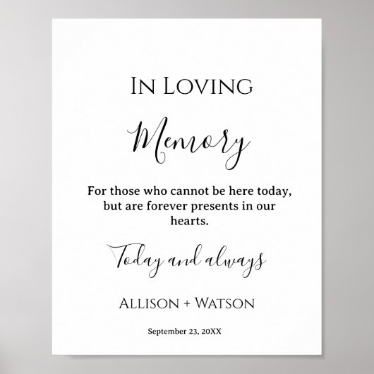 Minimalist in Liefdevolle herinnering teken bruilo Poster (Voorkant)