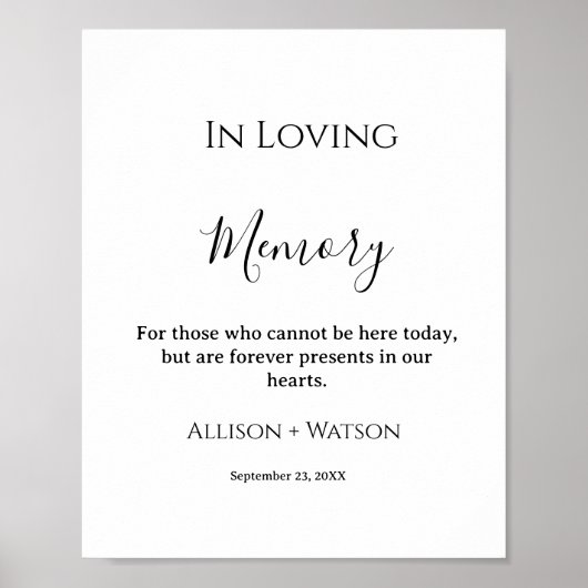Minimalist in Liefdevolle herinnering teken bruilo Poster (Voorkant)