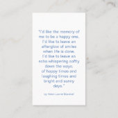 Minimalist In Loving Memory Photo Prayer Card Visitekaartje (Achterkant)