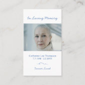 Minimalist In Loving Memory Photo Prayer Card Visitekaartje (Voorkant)
