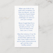 Minimalist In Loving Memory Photo Prayer Card Visitekaartje (Achterkant)