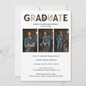 Minimalist Industrial Textured B&W Grad 3-Photo Kaart (Voorkant)