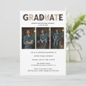 Minimalist Industrial Textured B&W Grad 3-Photo Kaart (Staand voorkant)