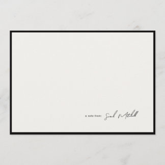 Minimalist Ink Black Border Personalized Script Notitiekaartje