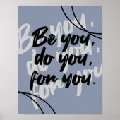 Minimalist Inspirational Quote Poster Print - Blue (Voorkant)