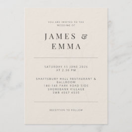 Minimalist Invitation Botanical Soft Beige Kaart