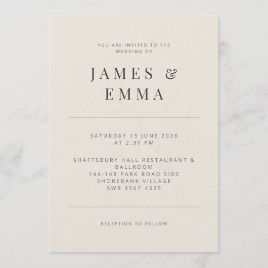 Minimalist Invitation Botanical Soft Beige Kaart (Voorkant)
