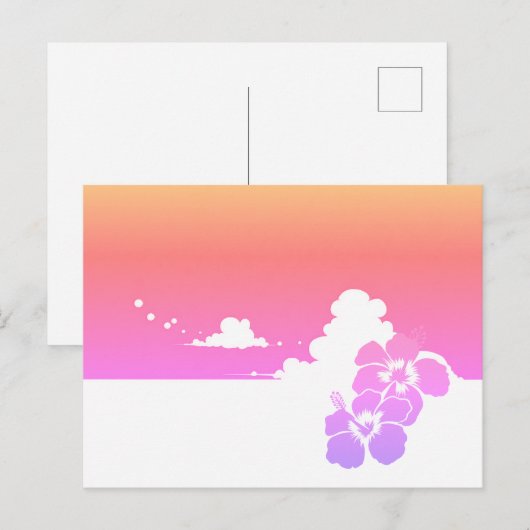Minimalist Ipanema Beach Hibiscus & Summer Clouds Briefkaart (Voorkant / Achterkant)
