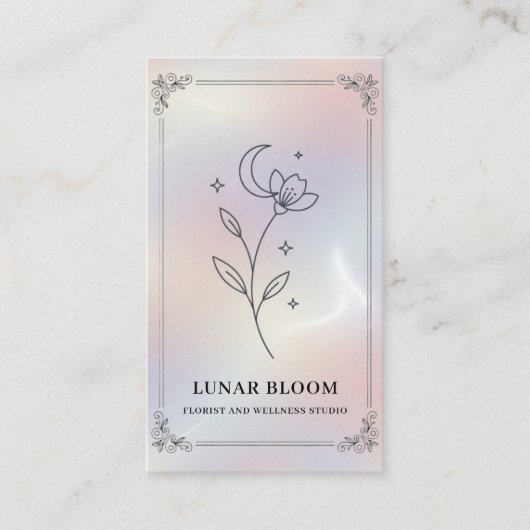 Minimalist Iridescent Business Card with QR Code  Visitekaartje (Voorkant)