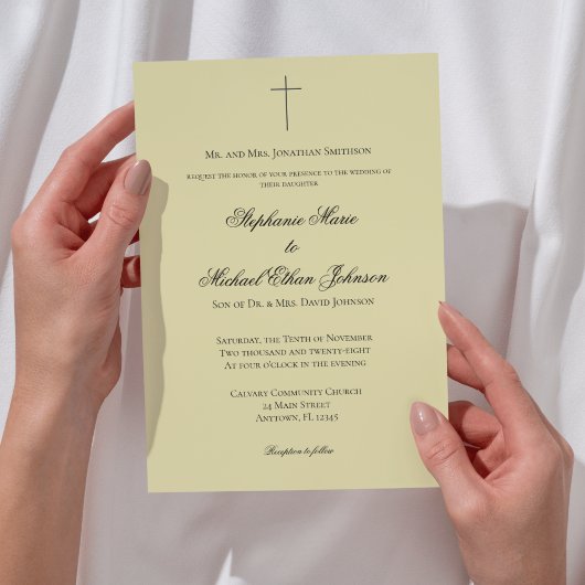 MINIMALIST Island Citrus Cross Formal Wedding Kaart