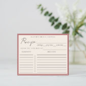 Minimalist Italian Red Bridal Shower Recipe Card (Staand voorkant)