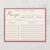 Minimalist Italian Red Bridal Shower Recipe Card (Voorkant)