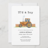 Minimalist It's A Boy Framer Tractor Baby Shower  Kaart (Voorkant)