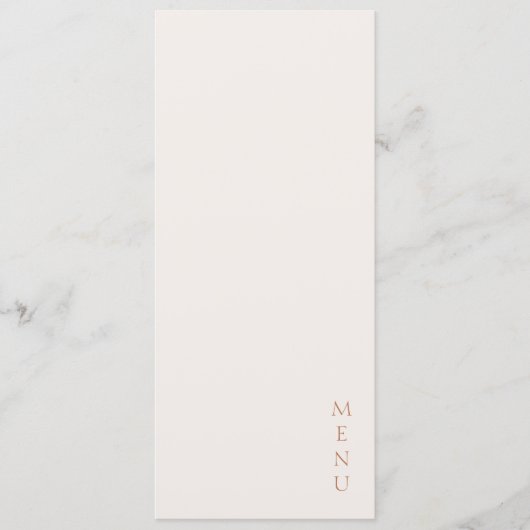 Minimalist Ivory Copper Script  Wedding  Menu (Voorkant)
