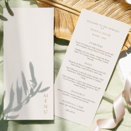 Minimalist Ivory Copper Script Wedding Menu