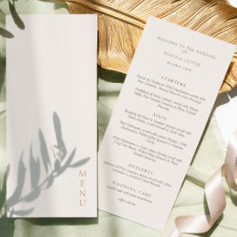 Minimalist Ivory Copper Script  Wedding  Menu