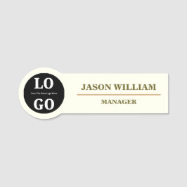 Minimalist Ivory Custom Logo Employee  Naamplaatje