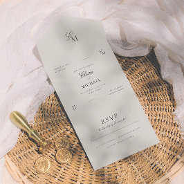 Minimalist Ivory Editorial Wedding All In One Uitnodiging
