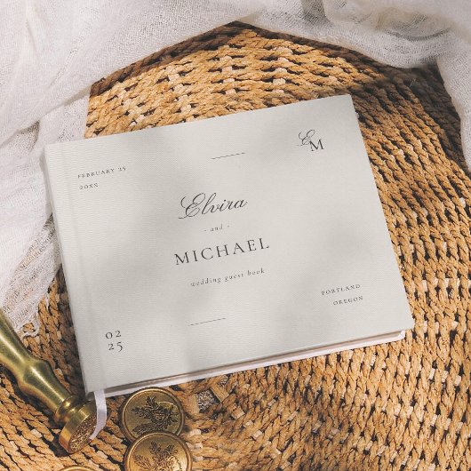 Minimalist Ivory Editorial Wedding Gastenboek