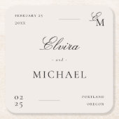 Minimalist Ivory Editorial Wedding Kartonnen Onderzetters (Voorkant)