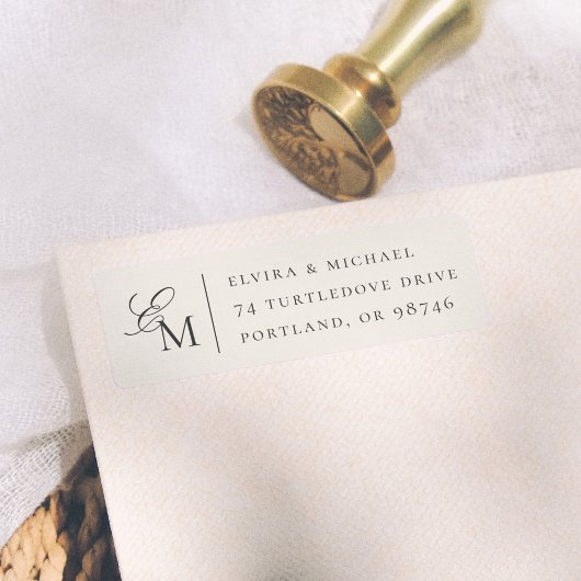 Minimalist Ivory Editorial Wedding Monogram Etiket