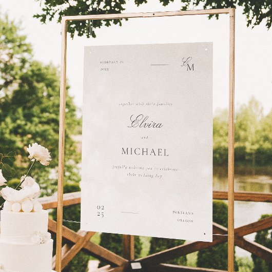 Minimalist Ivory Editorial Wedding Welcome Poster