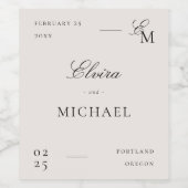 Minimalist Ivory Editorial Wedding Wijn Etiket (Enkel label)