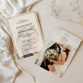 Minimalist Ivory & Gold Border Wedding Kaart